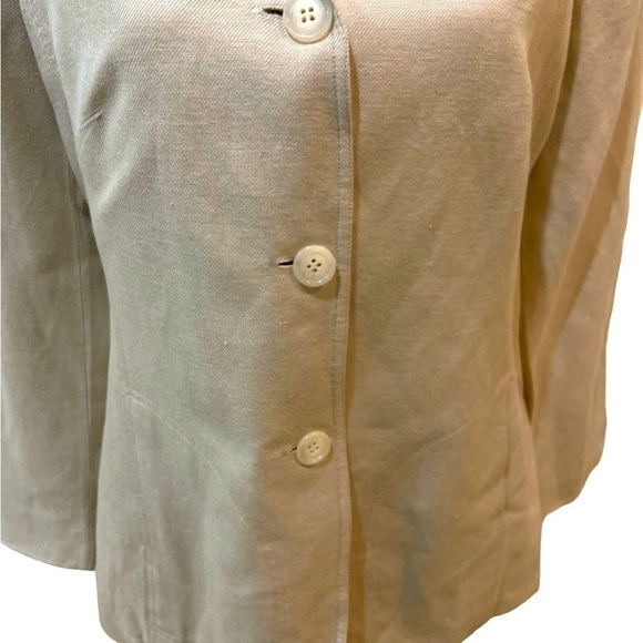 Vintage 1990’s mary McFadden linen blend beige lined 3 button blazer jacket sz 8 - Picture 5 of 12